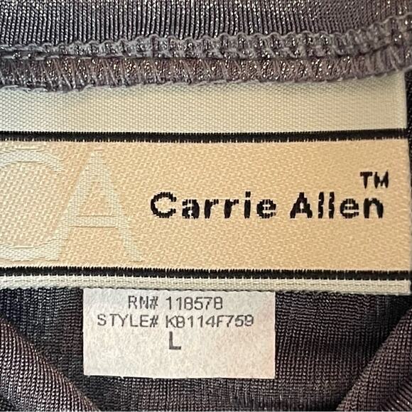 Carrie Allen Metallic Silver Mock Turtleneck Maximalist Party Top NWOT Size L - Picture 8 of 11